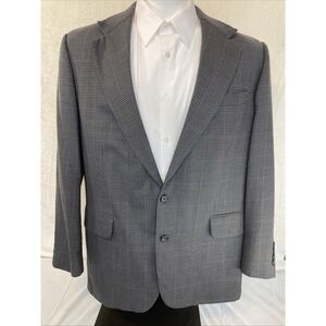 Oscar de la Renta 100% Wool Sports Coat Blazer Jacket Mens 44R Houndstooth Brown